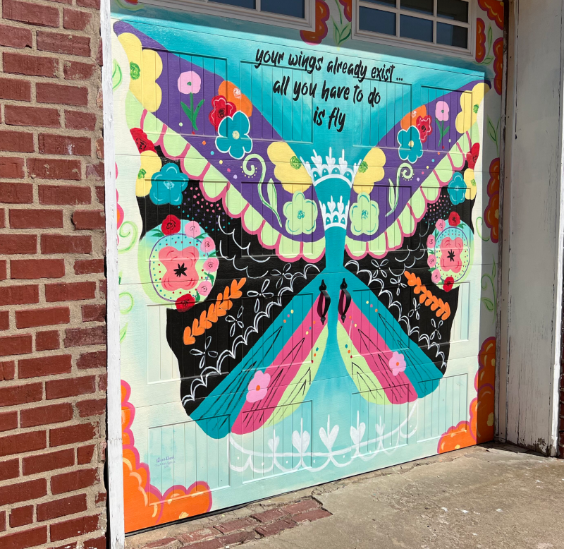 Murals Around Town - Butterfly Mural by Valerie Unruh of The Artist's Retreat